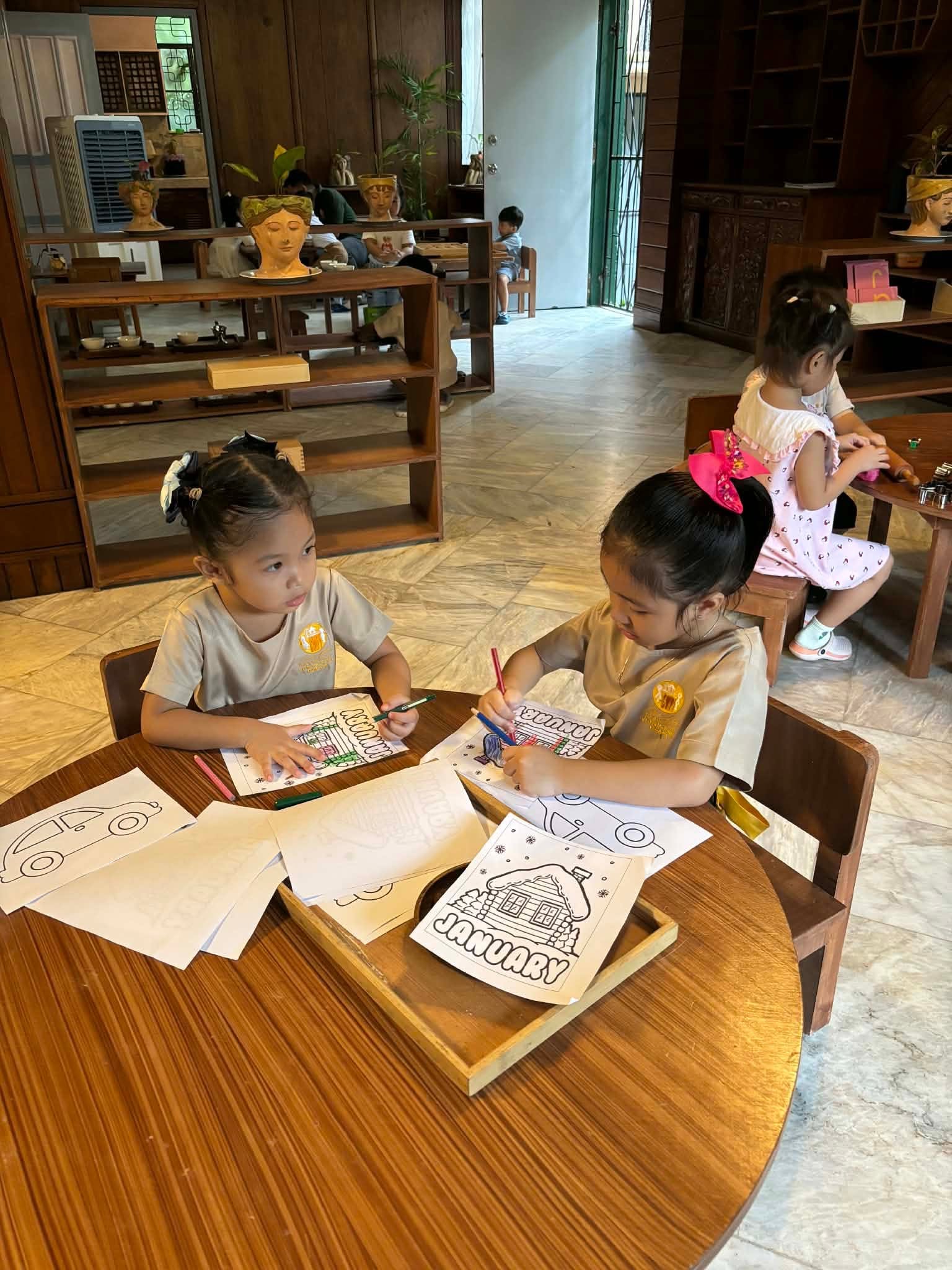 Children learning in a Montessori classroom